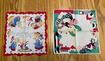 Pañuelos infantiles vintage x 2 El patito feo + elefante (Tom Lamb) Foto 1 de 4