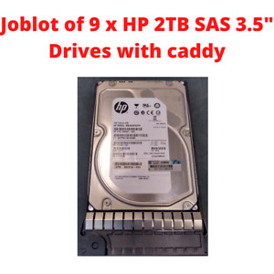 9 x HP 2TB 7200rpm 3.5" SAS Hard Drive with Caddy 695507-002 508010-001 A13