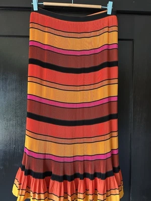 J Crew Sz Small  Midi Skirt Accordian Pleated Multi Stripe NWT - Image 1 of 3