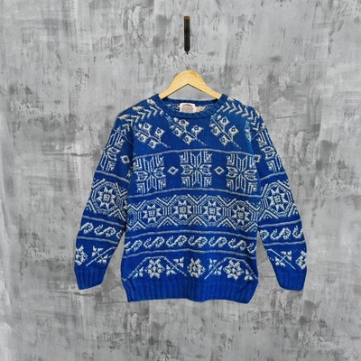 Suéter Cambridge Dry Goods Azul Tejido Nórdico Patrón Copo de Nieve Para Mujer’s M De Colección Foto 1 de 4