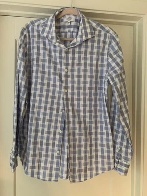 Murano Collezione Shirt Mens large Slim Fit gorgeous, Blue & white “plaid” - Image 1 of 4