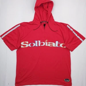 Solbiato Sport Hoodie Mens XXXL Red Quarter Zip Pullover Short Sleeve Streetwear - Picture 1 of 16