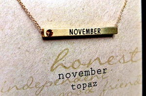 Shine by GiftCraft Messing Geburtsstein 18" Halskette mit 3 wichtigen Persönlichkeitsmerkmalen ~ Nov - Bild 1 von 8