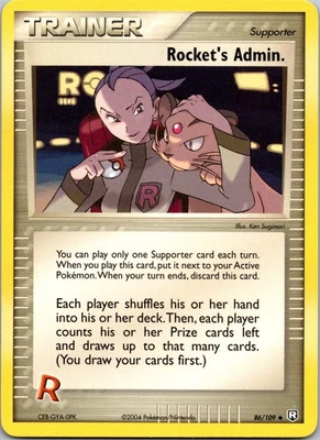 Rocket's Admin 086/109 Trainer Supporter Near Mint Non-Holo Pokémon Vintage - Image 1 of 2