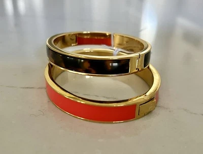 Nuevo con etiquetas para mujer J. Pulseras Brazalete Crew Esmalte | Lote de 2, Tortuga y Cerise Foto 1 de 4