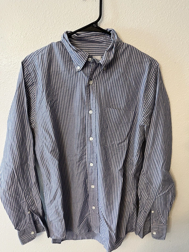 Jack Spade Bleeker Mens Blue White Long Sleeve Striped Button Down Shirt Medium - Image 1 of 4