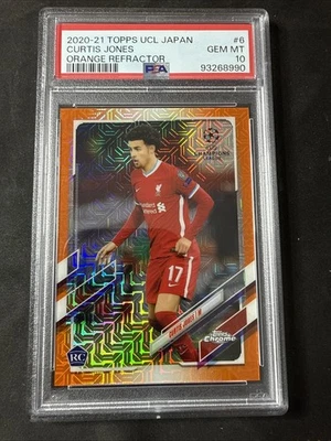2020-21 Topps Chrome UEFA Japan CURTIS JONES Orange Refractor RC 16/25 PSA 10 - Image 1 of 2