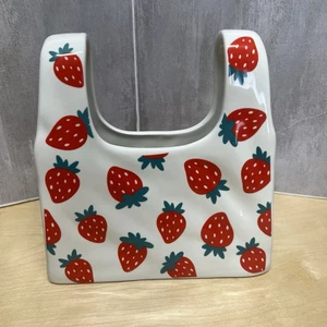 Erdbeere Keramik Beuteltasche Vase Zimmer 2 Zimmer 8x8x3 - Bild 1 von 5