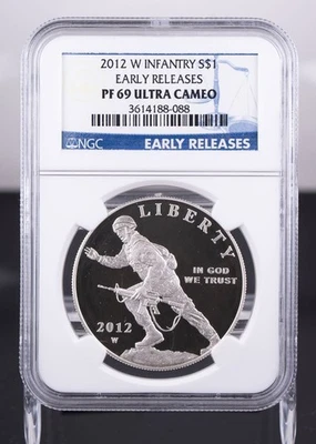 Certified 2012-W Silver $1 NGC PF69 Ultra Cameo Early Releases Infantry  - Image 1 of 4