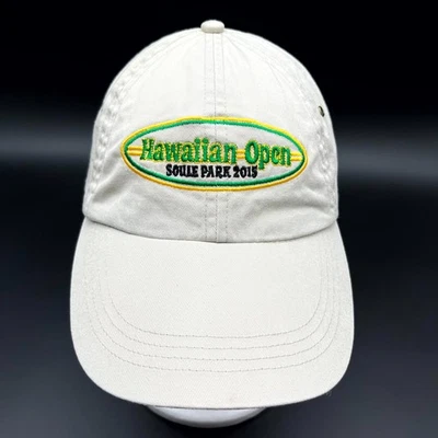 Gorra de béisbol hawaiana abierta yunque para hombre beige algodón bordado con tirantes Foto 1 de 4