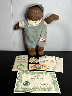 1985 Cabbage Patch Kid AA Preemie Brown Tuft Brown Eyes HM #1 OK Factory - Image 1 of 4