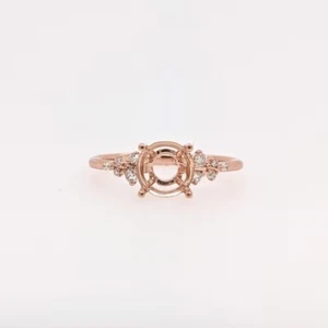 Vintage Rose Gold Plated Semi Mount Ring 7mm Setting Diamond Accent Bridal - Picture 1 of 10