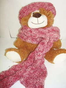 Handknit Pink Scarf with Circlet Head Wrap - Picture 1 of 9