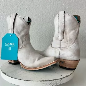 Lane EMMA JANE Womens Cowboy Bootie 6 White Leather Western Cowgirl Style Boots - Picture 1 of 11