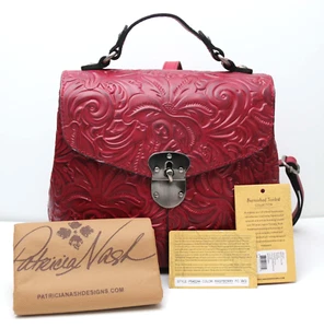 Mochila Convertible Patricia Nash Sinclair Cuero Tooled - Frambuesa - Nueva con Etiquetas - Imagen 1 de 9