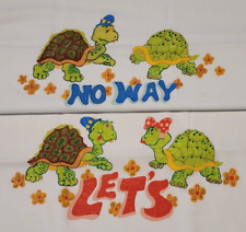 Vtg Pair Std Pillowcases Kitschy Playful Artwork Turtles Springmaid Marvelaire