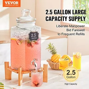 Party Glass Beverage Dispenser With Spigot 2 Gallon Drink Dispenser Commercial - Picture 1 of 9