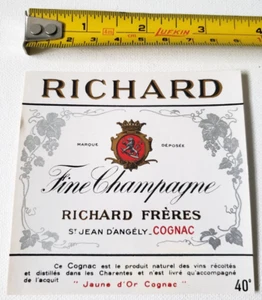 Vintage RICHARD Fine Champagne COGNAC NOS Label - Picture 1 of 3