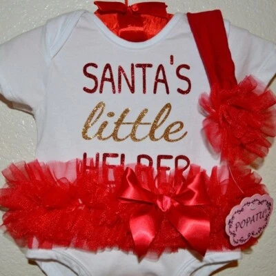 Conjunto Tutú Baby Holiday Santa's Little Helper con Diadema 0m-3m Nuevo con Etiquetas Foto 1 de 4