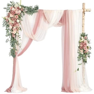 Ling's Moment Wedding Arch Flowers with Sheer Drapes Kit - Artificial Dusty B... - Picture 1 of 7