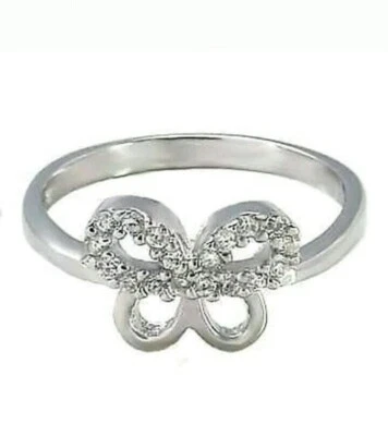 Anello Argento Rodiato Farfalla E Zirconi misura 14 - Immagine 1 di 4