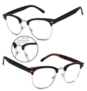 80's Vintage Horned Rim Half Frame Clear Lens Reading Glasses - RG16 - Picture 1 of 12