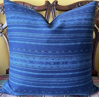 Funda de almohada Ralph Lauren Gamble a rayas índigo 100 % lana a rayas Reino Unido Foto 1 de 4