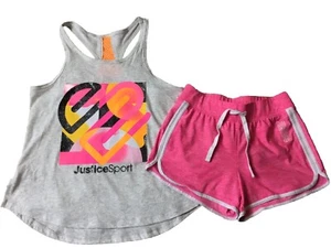 JUSTICE Girls size 12/14 12 JUSTICE SPORT TANK TOP SHORTS OUTFIT - Picture 1 of 4