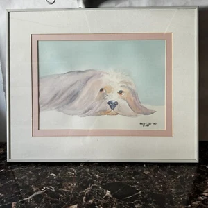 Pintura acuarela original enmarcada Patrick D Clark escena de perro 1988 - Imagen 1 de 6