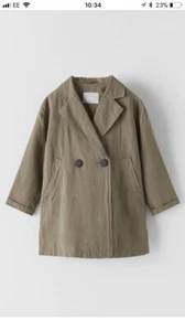 Zara Linen Coat Double-breasted Size 7 Girl - Picture 1 of 2