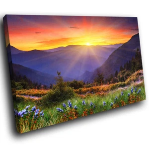 SC399 Amanecer Montaña Colorido Paisaje Lona Arte de Pared Impresiones de Imagen Grande - Imagen 1 de 6