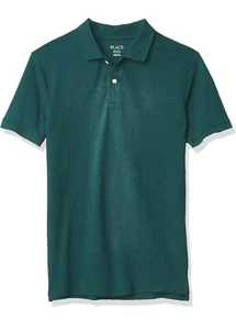 The Children's Place Boys' Short Sleeve Pique Polo Uniform Shirt, Green, New - Picture 1 of 2