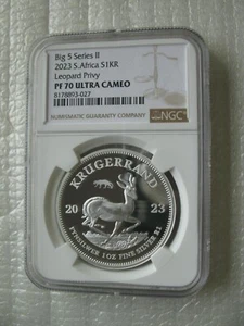 South Africa Krugerrand 2023 Silver Proof 1OZ Coin Leopard Privy NGC PF70 - Picture 1 of 4