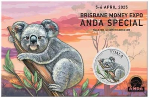 Brisbane Money Expo 2025 - Koala 2025 1oz Silver Coloured Coin in Card ANDA - Picture 1 of 4