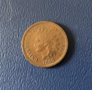 1866 Indian Head Cent Penny CHOICE Good + 1 Cent US Coin - Picture 1 of 2