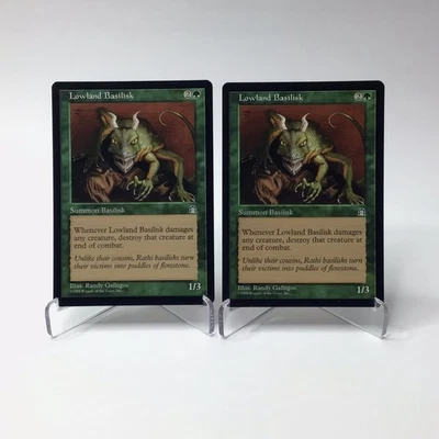 (2) Magic: The Gathering Lowland Basilisk MTG Vintage 1998 Stronghold MP - Image 1 of 2