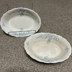 Pair 2 Antique Porcelaine Royale Pitcairns Limited Tunstall England Oval Dishes - Picture 1 of 7