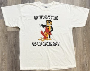 Vintage Iowa Hawkeyes Football Shirt XL Iowa State Sucks Mascots ISU Rivalry - Picture 1 of 5