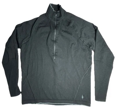 Smartwool Sweater Men's Size Large Black Merino Wool 1/2 Zip Hiking Outdoor Knit - Image 1 of 4