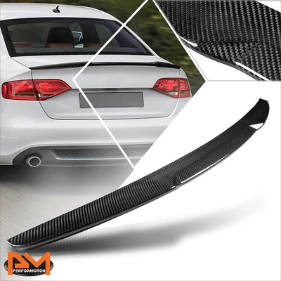 For 09-12 Audi A4 Quattro Sedan Real Carbon Fiber V-Style Rear Trunk Lid Spoiler - Image 1 of 4