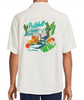 Tommy Bahama EMBROIDERED PICKLE BALL HAPPY HOUR SILK Camp Shirt $168 LGE, XL - Image 1 of 3