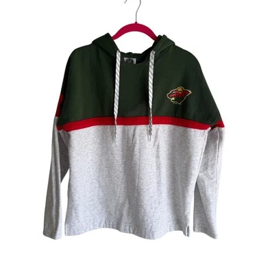 NHL Minnesota Wild Hockey Team Green, Gray and Red Mens Hoodie, - Image 1 of 4