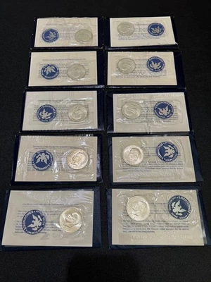 (10)  1971-1972 US EISENHOWER BLUE ENVELOPES,  40% SILVER DOLLARS, in ALL OGP!!! - Image 1 of 4