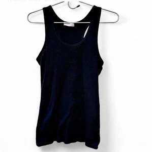 NAVY BLUE RIBBED KNIT TANK TOP, JUNIORS SIZE L, CHEST 28", LENGTH 24.5" - Picture 1 of 2