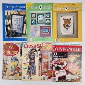 Vtg 90s Lot of 7 Cross Stitch Patterns Leaflet Books & Magazines Project Designs - Picture 1 of 12
