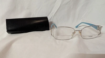 Marco de gafas Fendi Italy F848R 028 52-17-130 de metal plateado/azul con borde completo  Foto 1 de 4