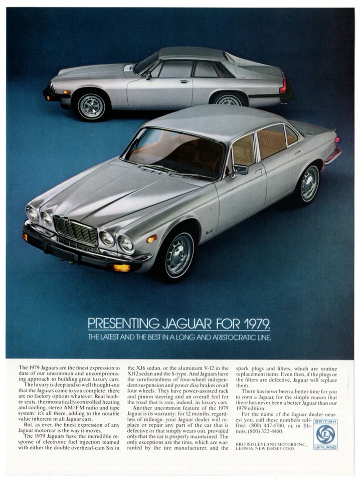 1979 JAGUAR XJ-12 & XJ-S Vintage Original Print AD Silver car photo aristocratic - Изображение 1 из 1