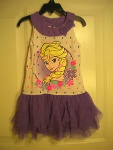 Girls Disney Elsa Purple Tulle Dress - Size 4 - Picture 1 of 2