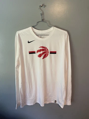 Toronto Raptors NBA Nike Dri-Fit Long Sleeve Shirt White Logo Size 2XLT XXLT Cover