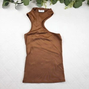 Camicetta smanicata Anine Bing ritagliata taglia L a costine marrone rame chiaro - Foto 1 di 7